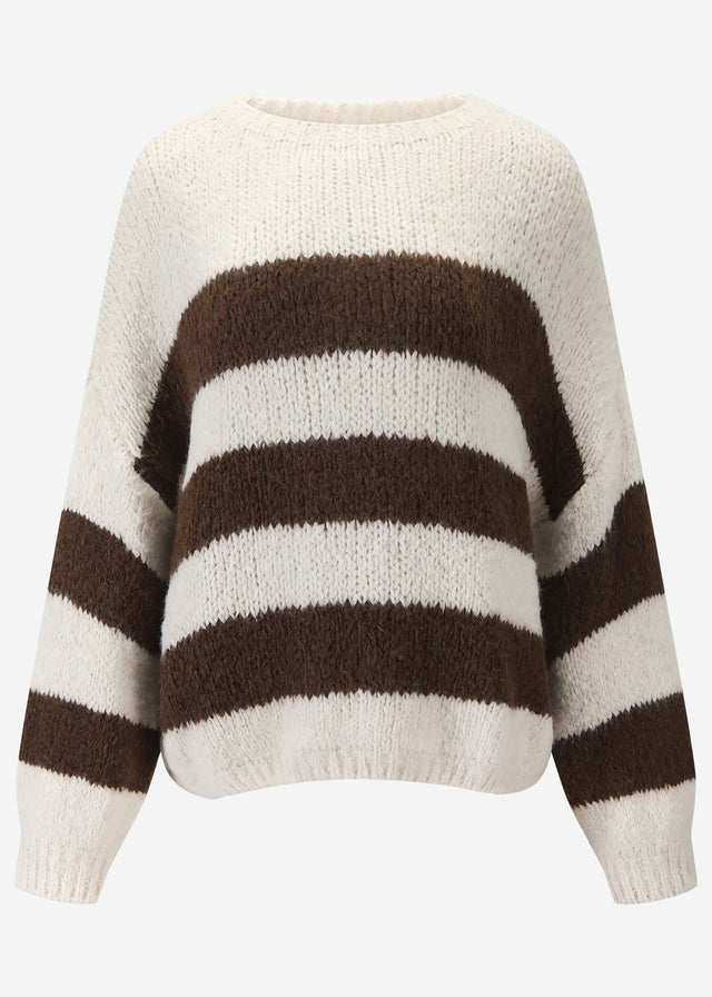 Gestreifter oversize Pullover - offwhite
