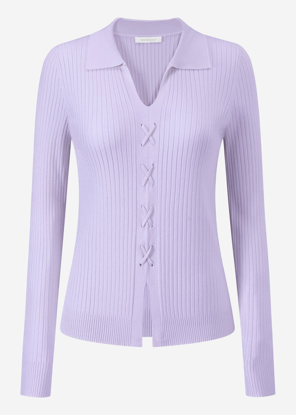 Knitted top with lace-up detail - lilac
