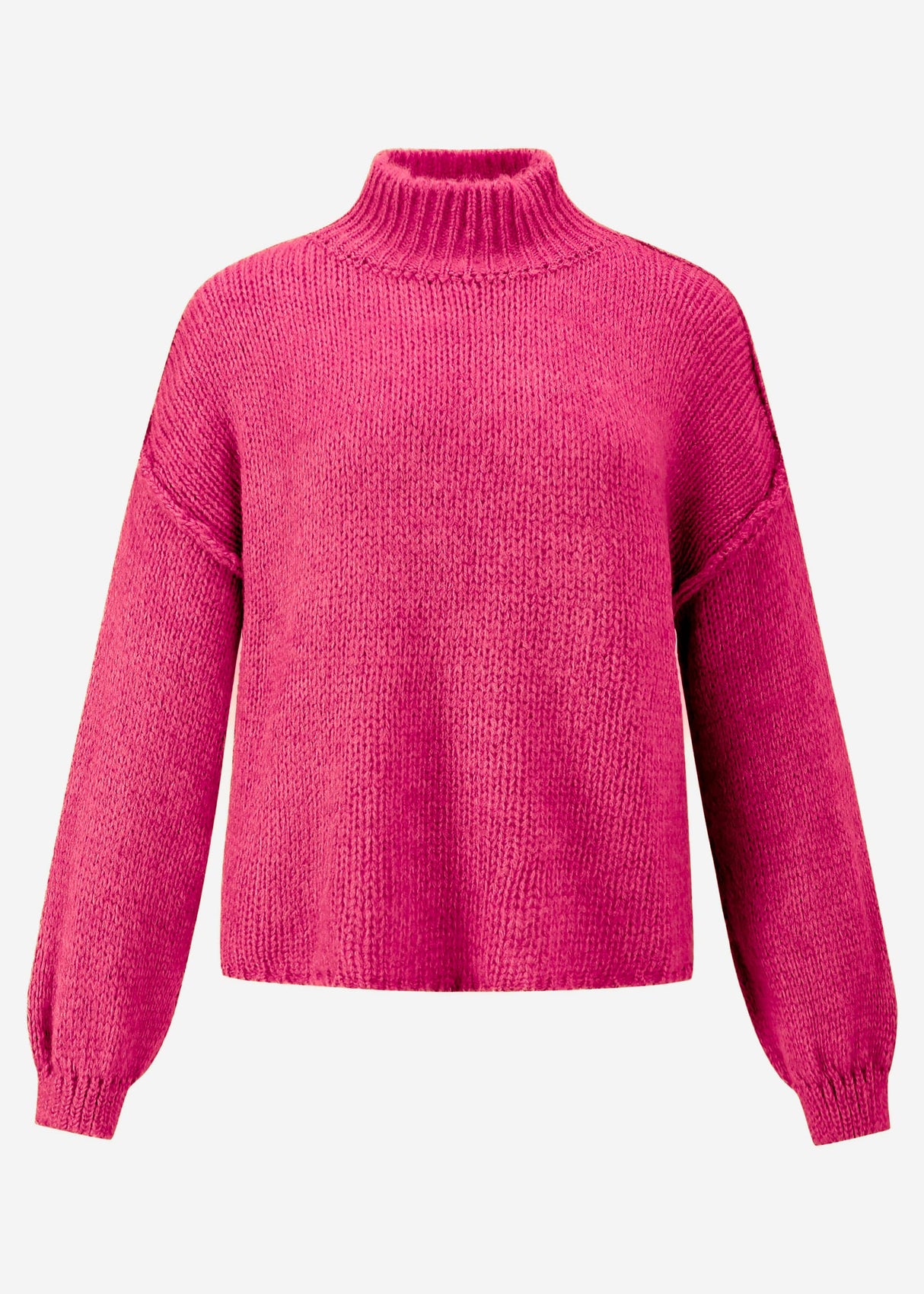 Rollkragenpullover mit Außennähten - pink