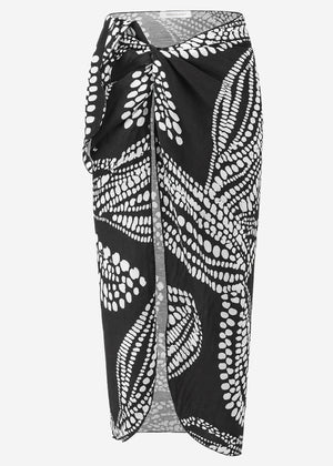 Musselin Pareo mit Print - dunkelgrau