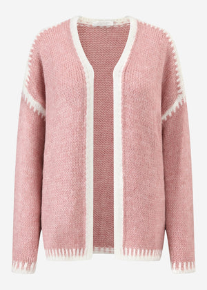 Cardigan with contrasting panels - dusty pink