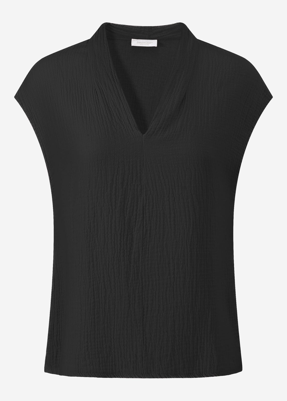 Muslin V-neck shirt - black