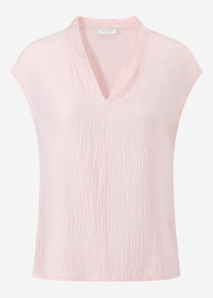 Musselin Shirt mit V-Ausschnitt - rosa