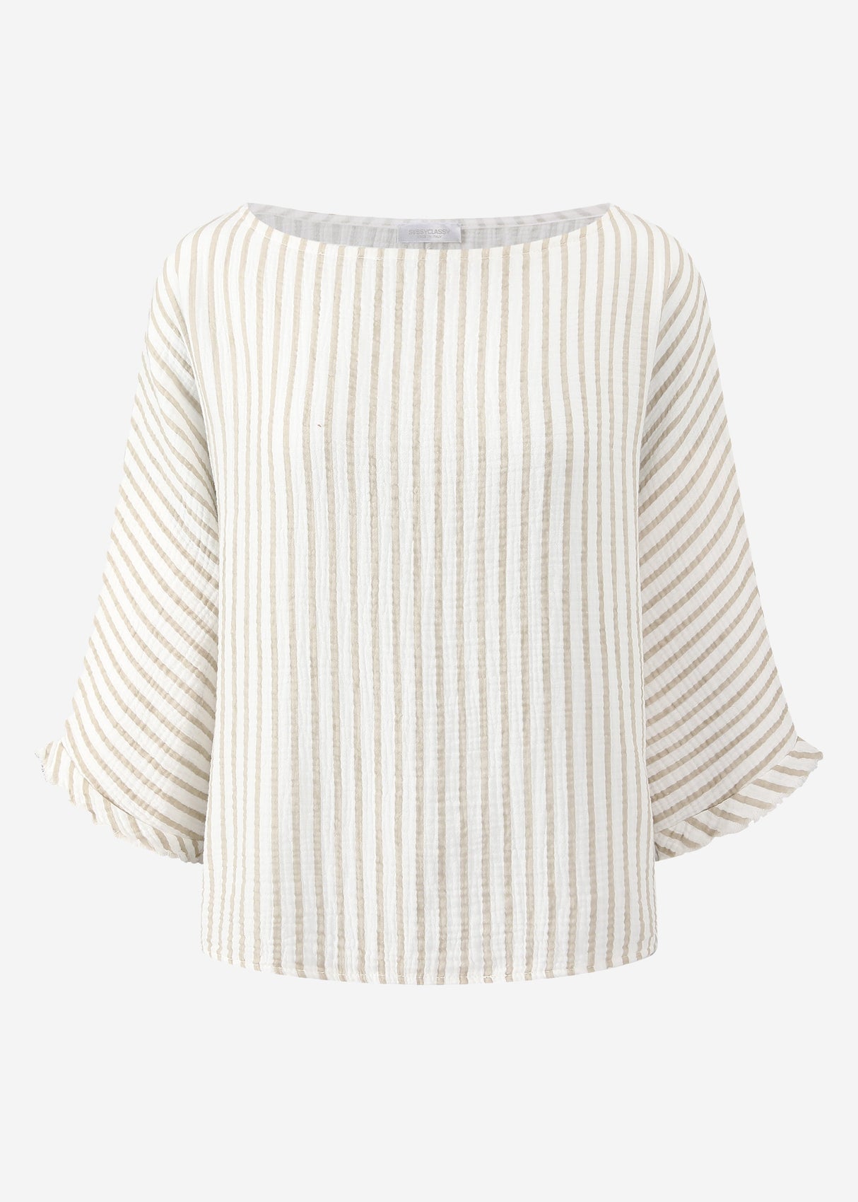 Striped oversize muslin shirt - beige
