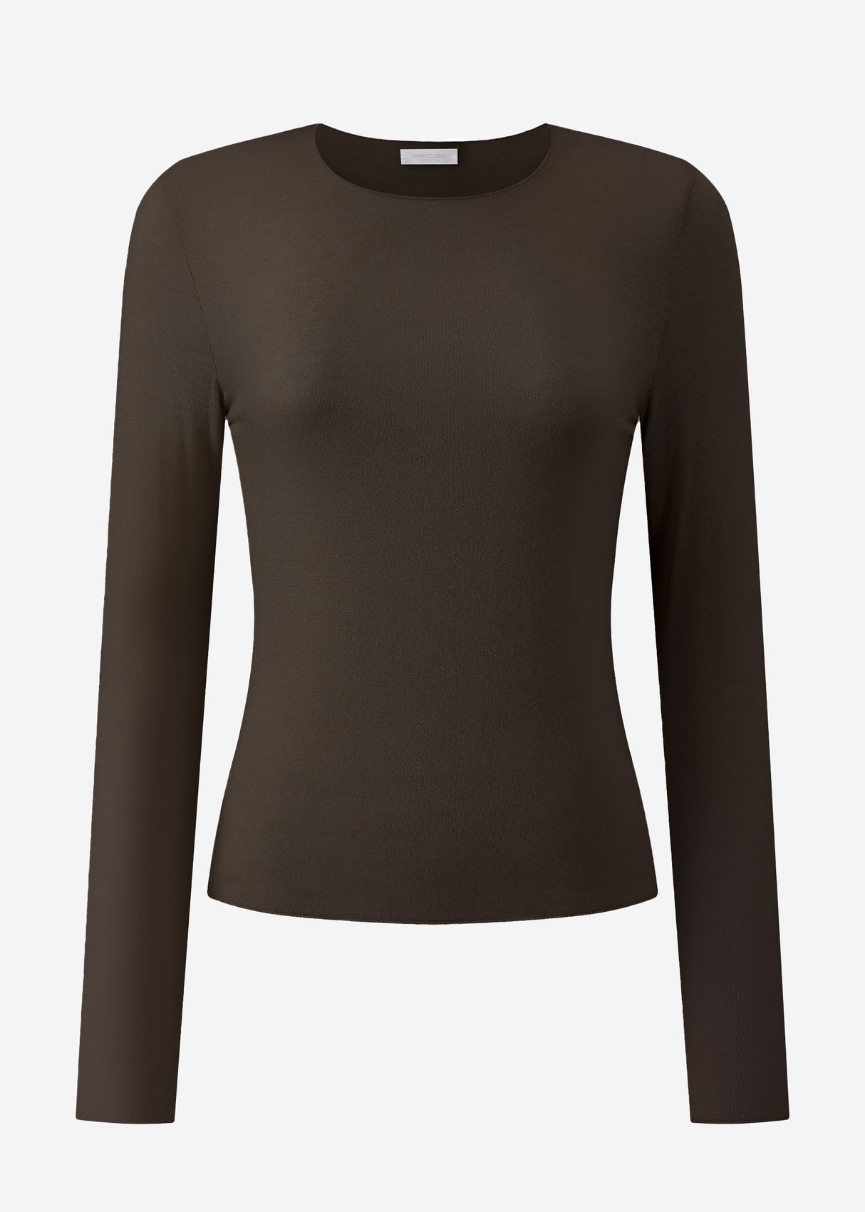 Leicht transparentes Langarmshirt - dunkelbraun
