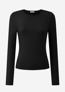 Leicht transparentes Langarmshirt mit Kaschmiranteil - schwarz