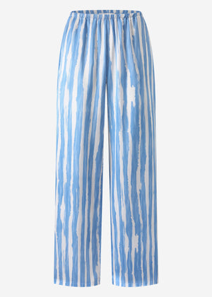 Gestreifte Satinhose - blau