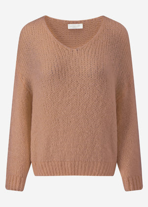 Oversized V-neck sweater - light brown