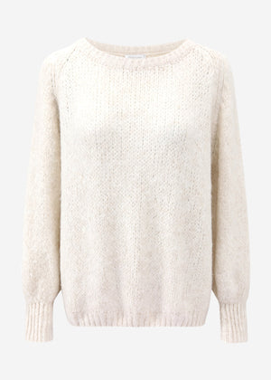 Fluffy boat neck sweater - off-white