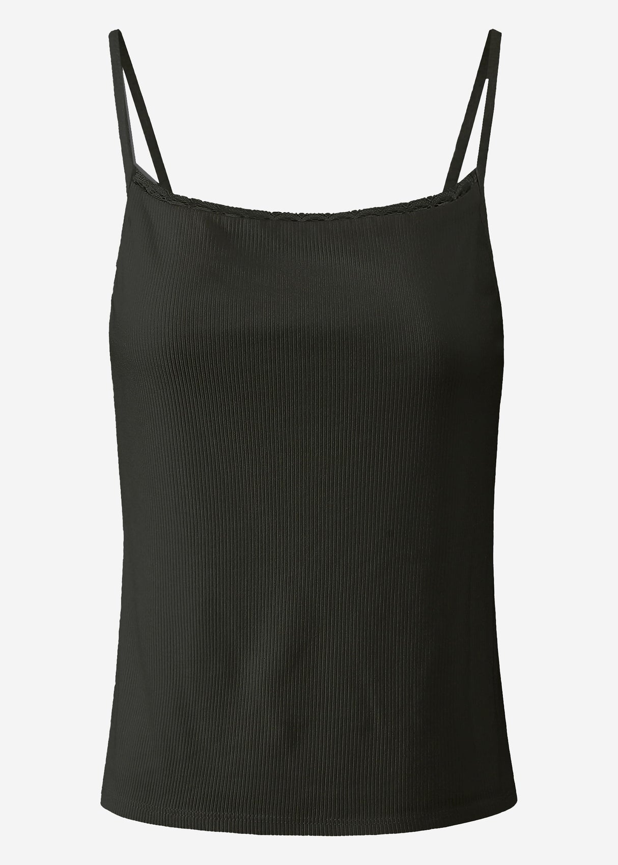 Strap top with lace - black