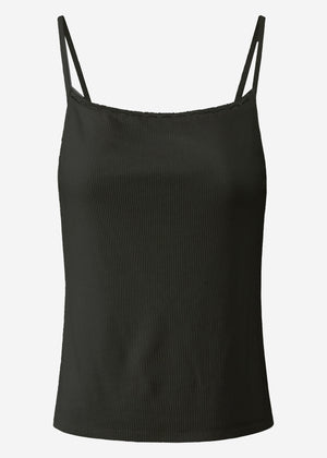 Strap top with lace - black