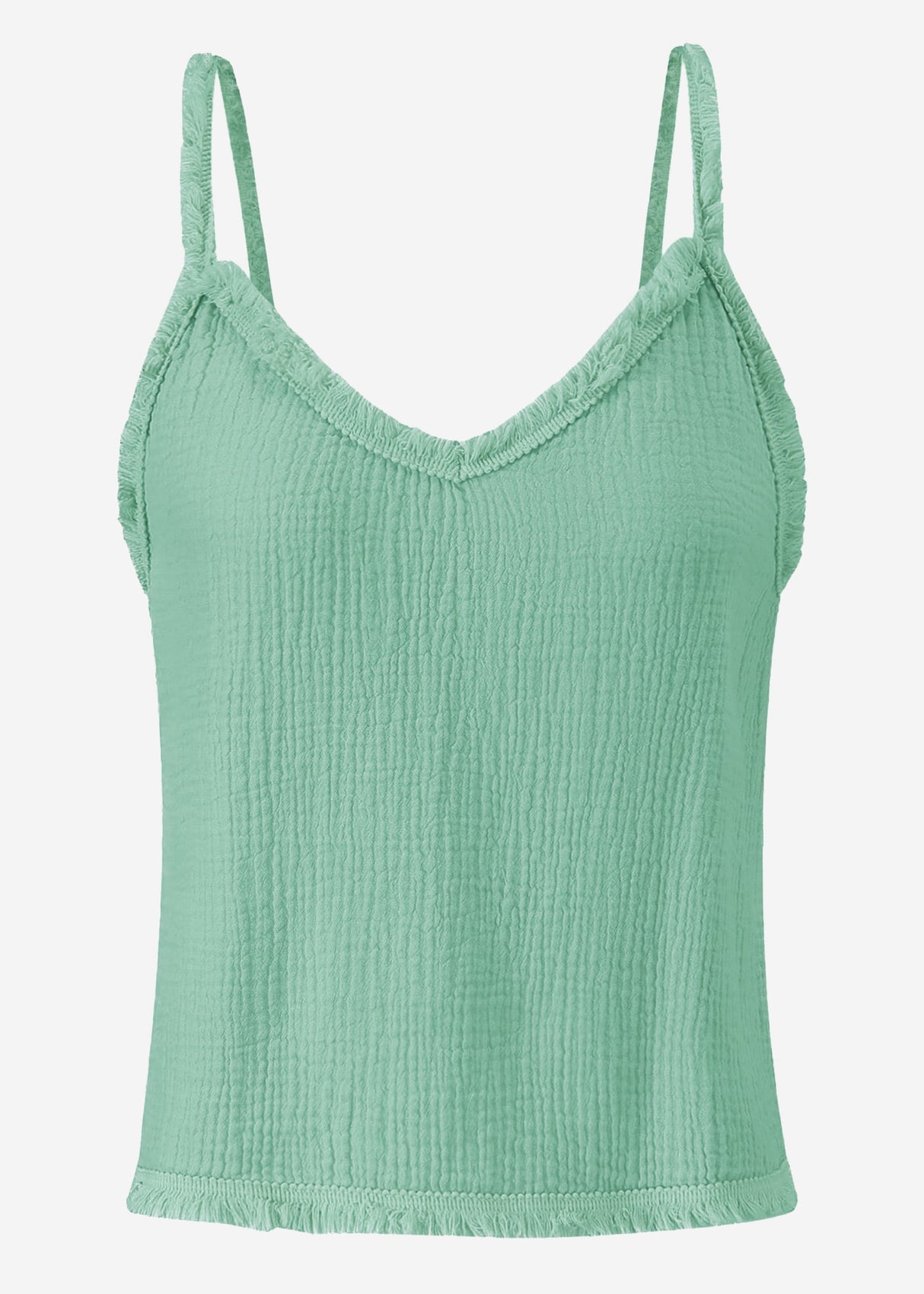 Muslin top with fringes - sage green