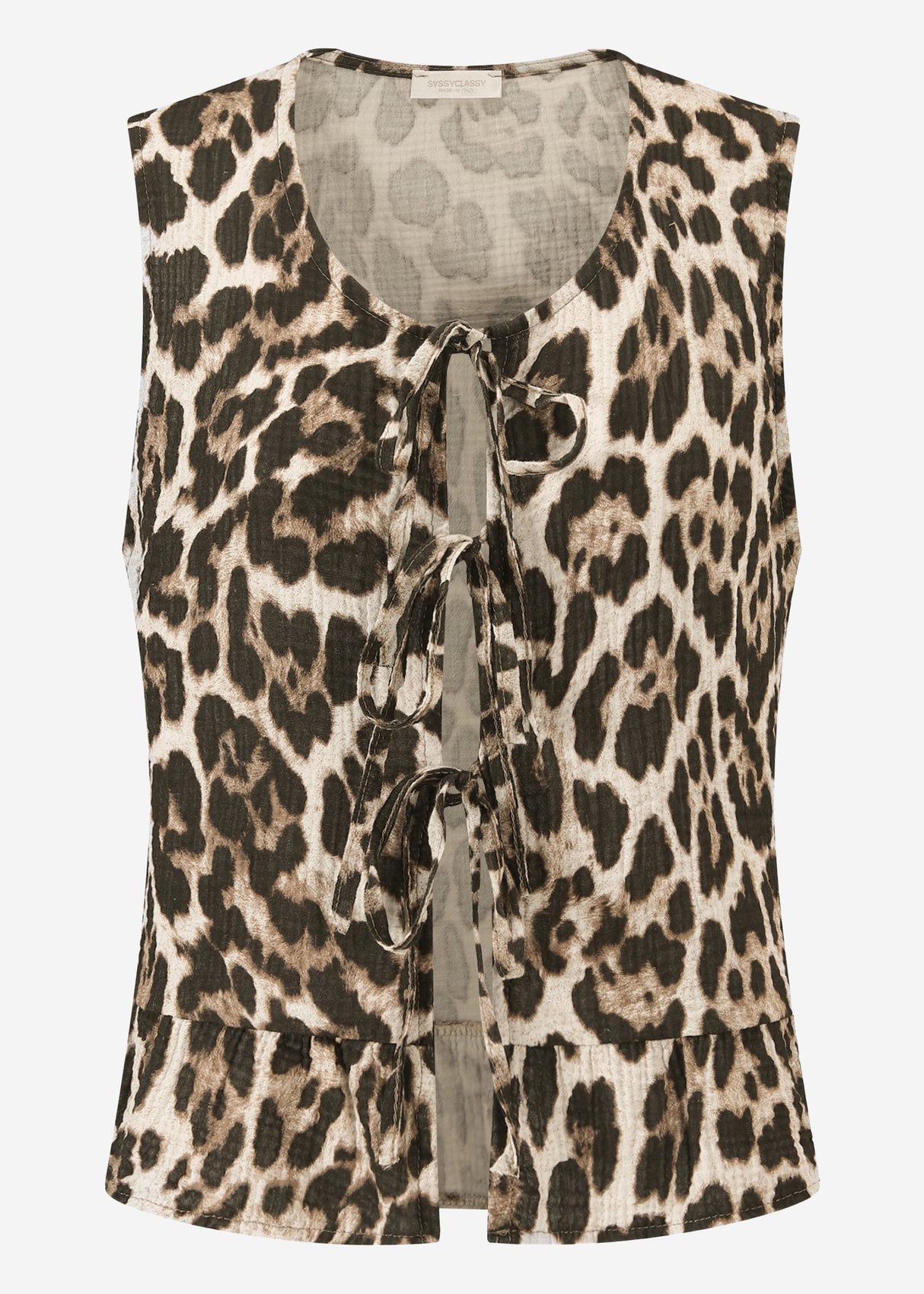Leo muslin top with bow closure - brown