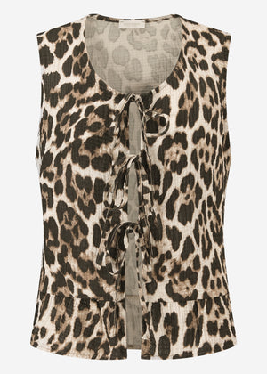 Leo muslin top with bow closure - brown