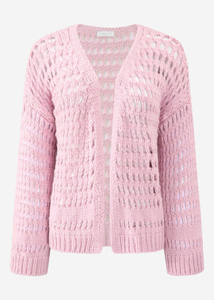Casual cardigan with lace pattern - pink