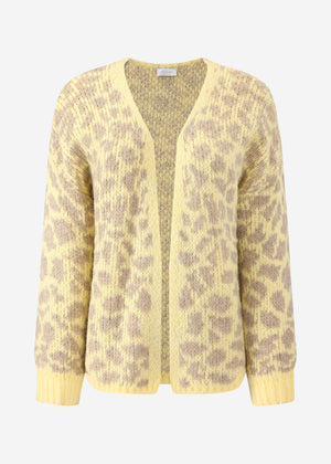 Short cardigan with leo print - yellow-beige