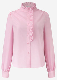 Cotton blouse with ruffles - rose
