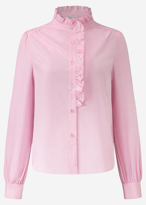 Cotton blouse with ruffles - pink