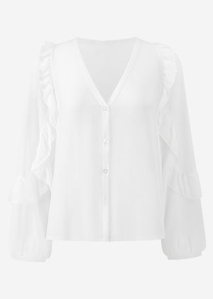 Chiffon blouse with flounces - off-white