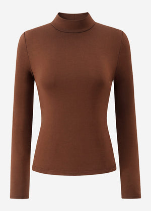 Long-sleeved turtleneck shirt - brown