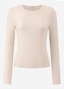Leicht transparentes Langarmshirt mit Kaschmiranteil - beige