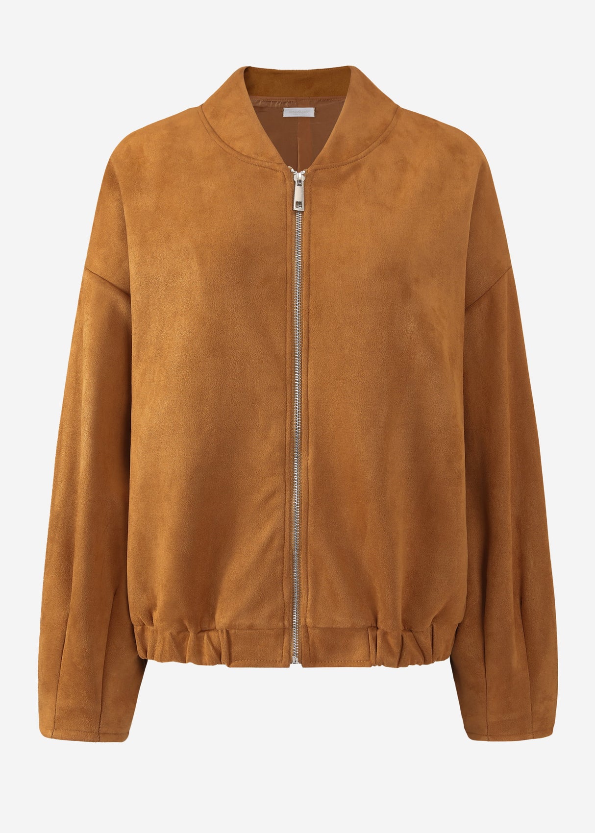 Oversized bomber jacket in suede look - brown