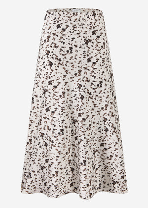 Satin skirt with animal print - beige
