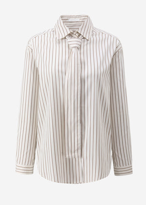 Striped flared blouse - beige