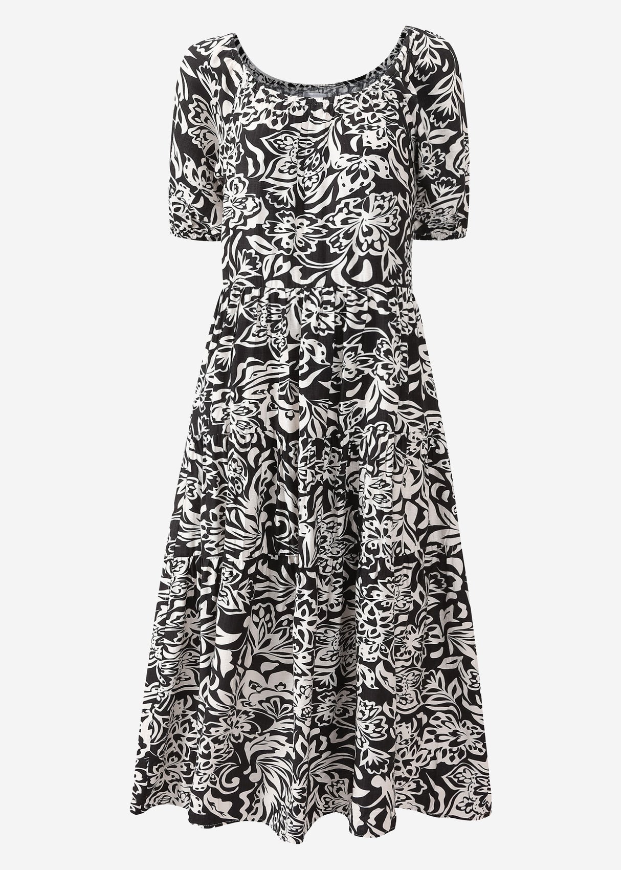 Maxi dress with floral print - black