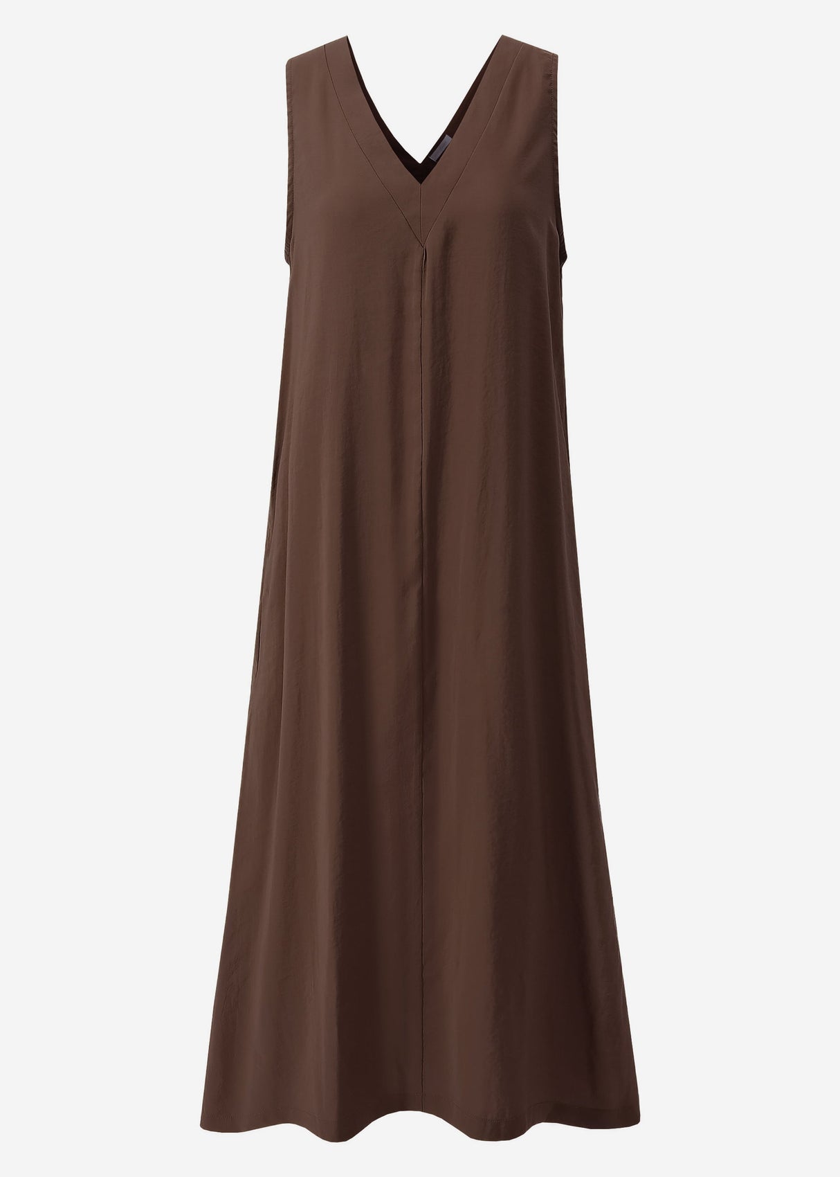 Maxi dress with V-neck - brown