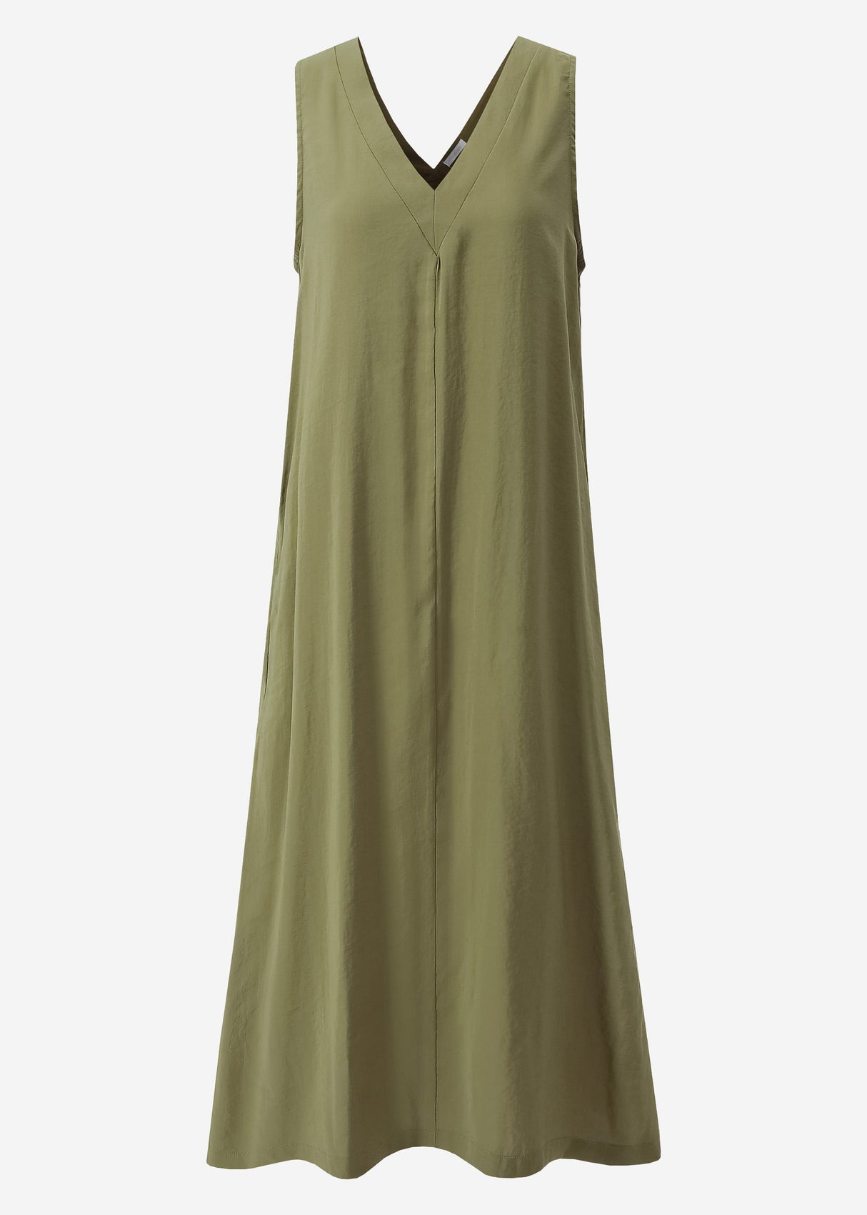 Maxi dress with V-neck - khaki