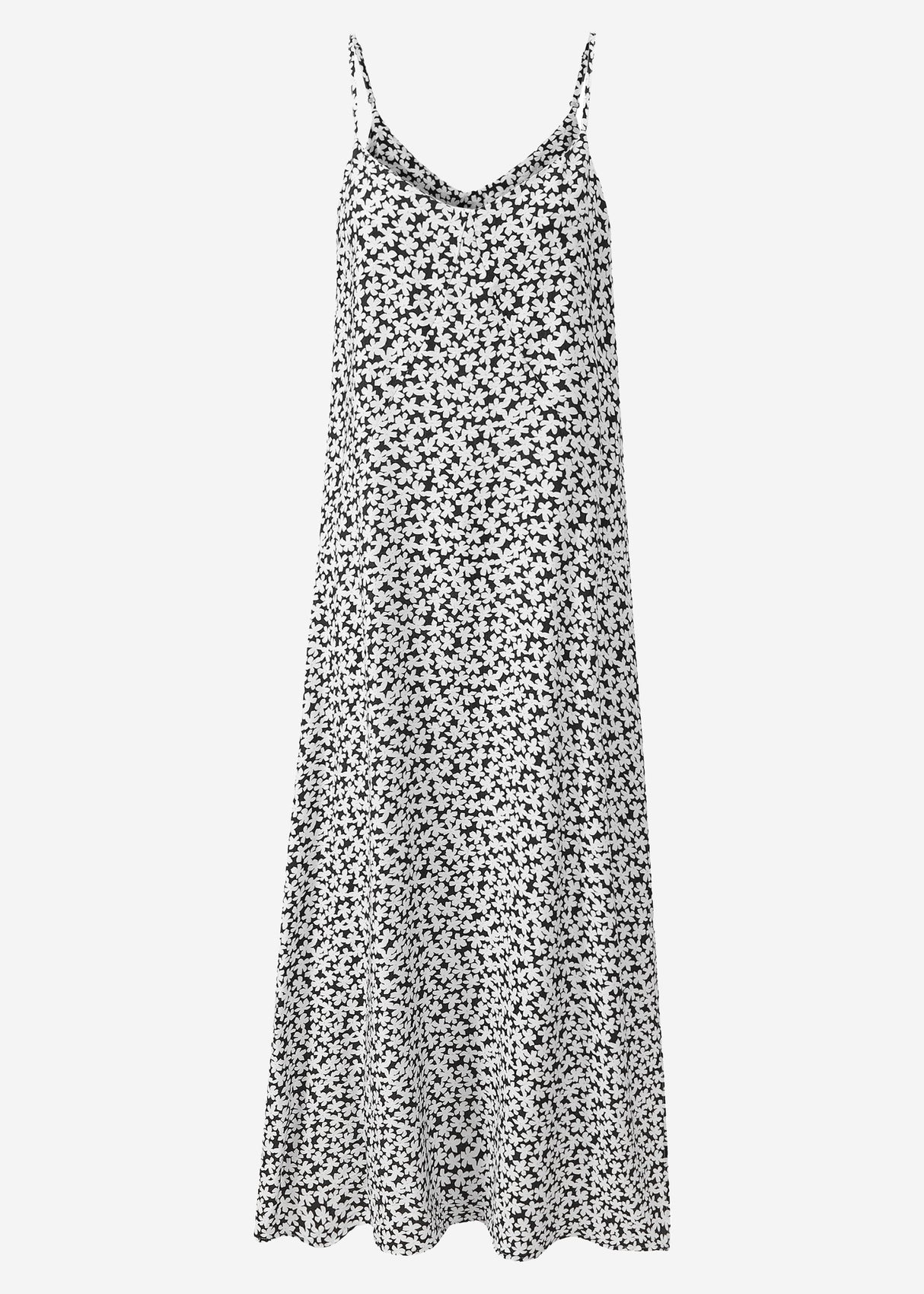 Maxi dress with floral print - black and white