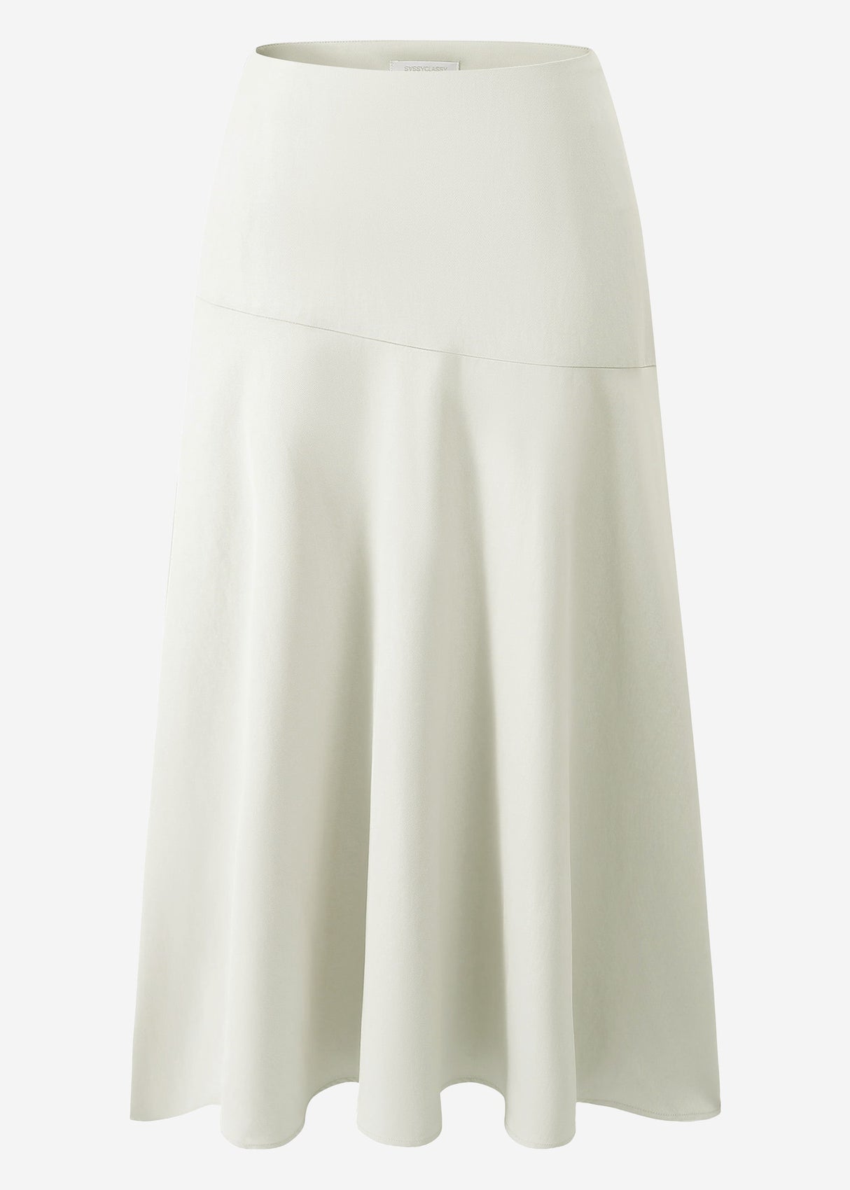 Maxi skirt with diagonal yoke - light beige