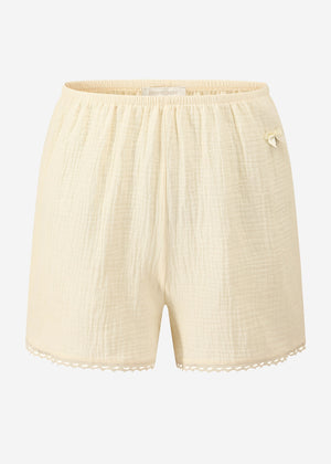 Musselin Pyjamashorts mit Spitzenborte - buttergelb