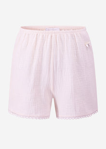Muslin pyjama shorts with lace trim - rose