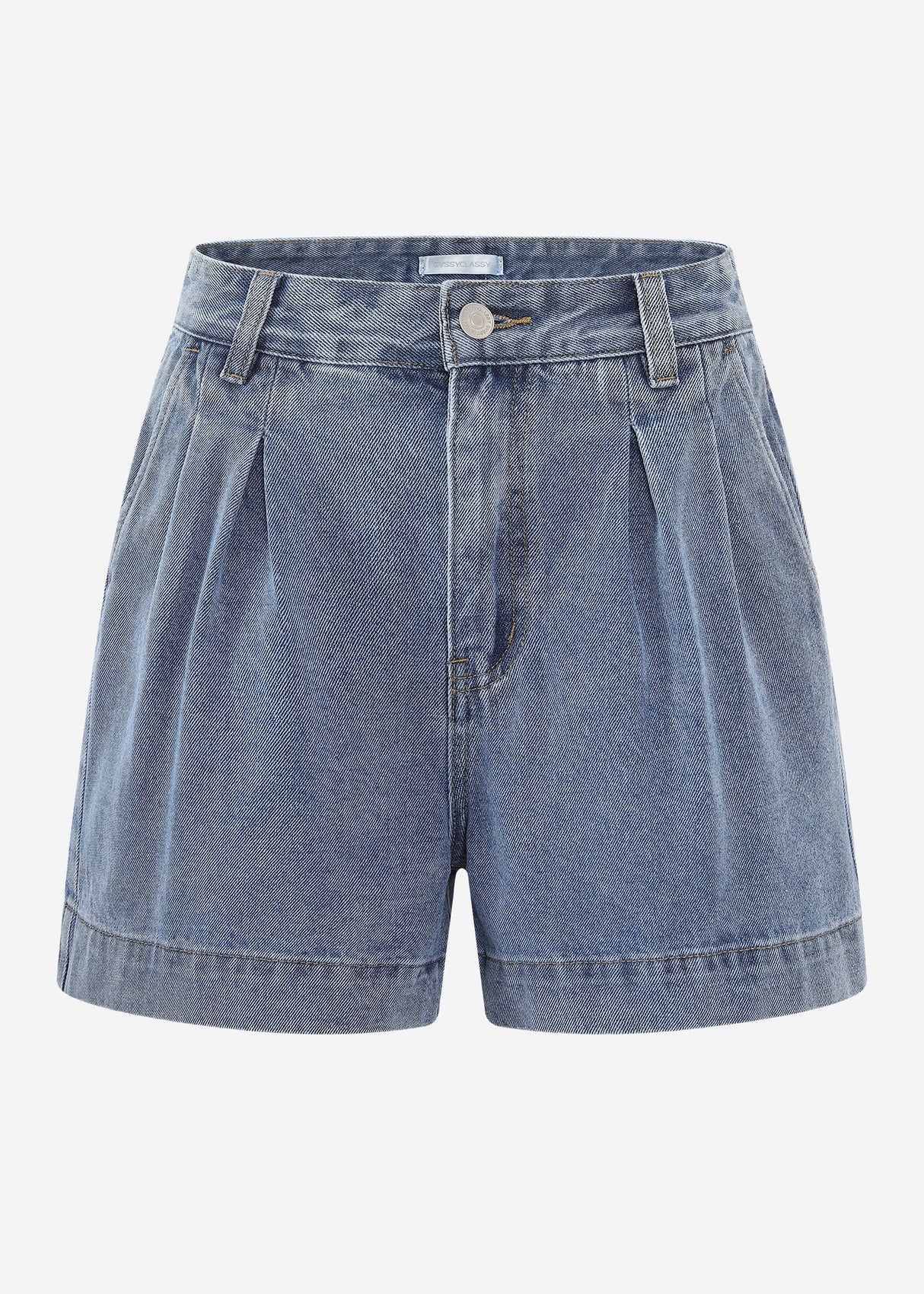 Wide high waist jeans shorts - light blue