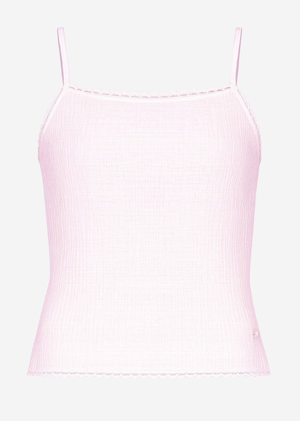 Musselin Pyjamatop mit Spitzenborte - rosa