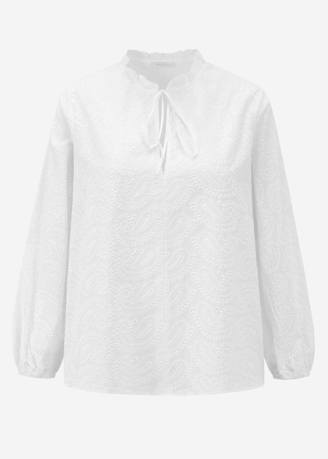 Baumwoll-Spitzen Bluse - weiß
