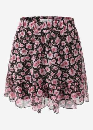 Rüschen skirt with flower print - black