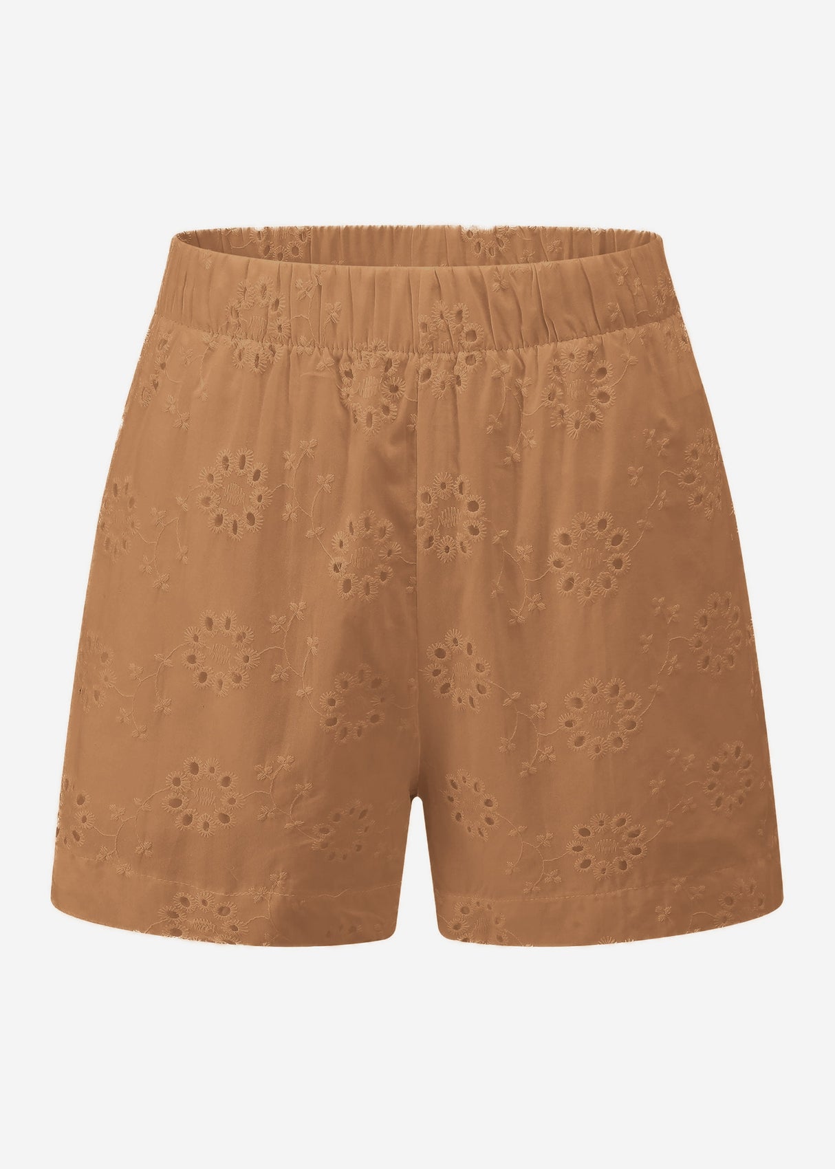 Shorts with perforated embroidery - Mocca Mousse
