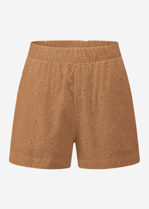 Shorts with perforated embroidery - Mocca Mousse