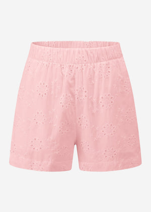 Shorts with perforated embroidery - pink