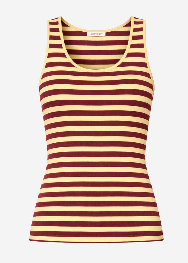 Tank Top gestreift - buttergelb-burgundy