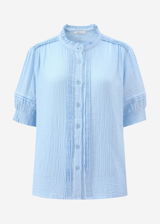 Kurzarm Musselin Bluse - hellblau