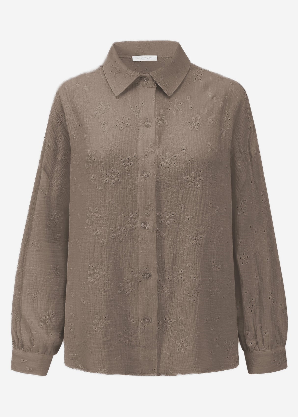 Musselin blouse with holes - taupe