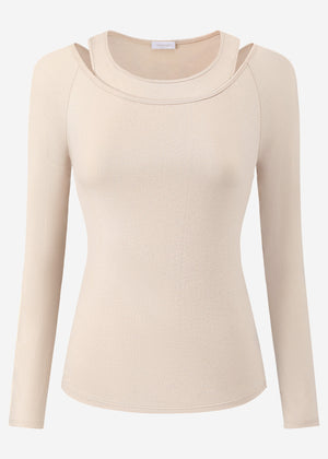 Langarmshirt mit Top - beige