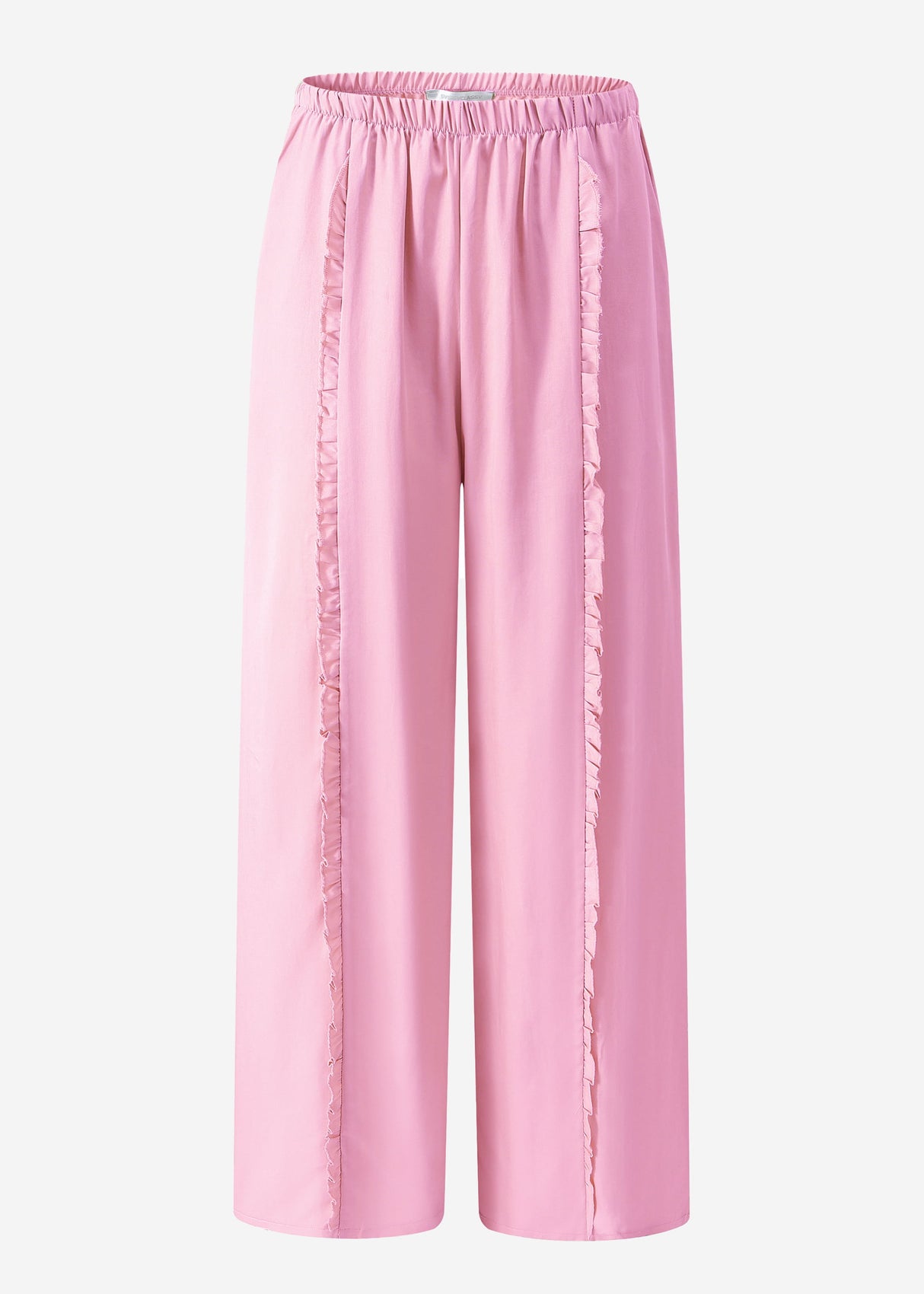 Pants with a wide leg and rüsch details - pink