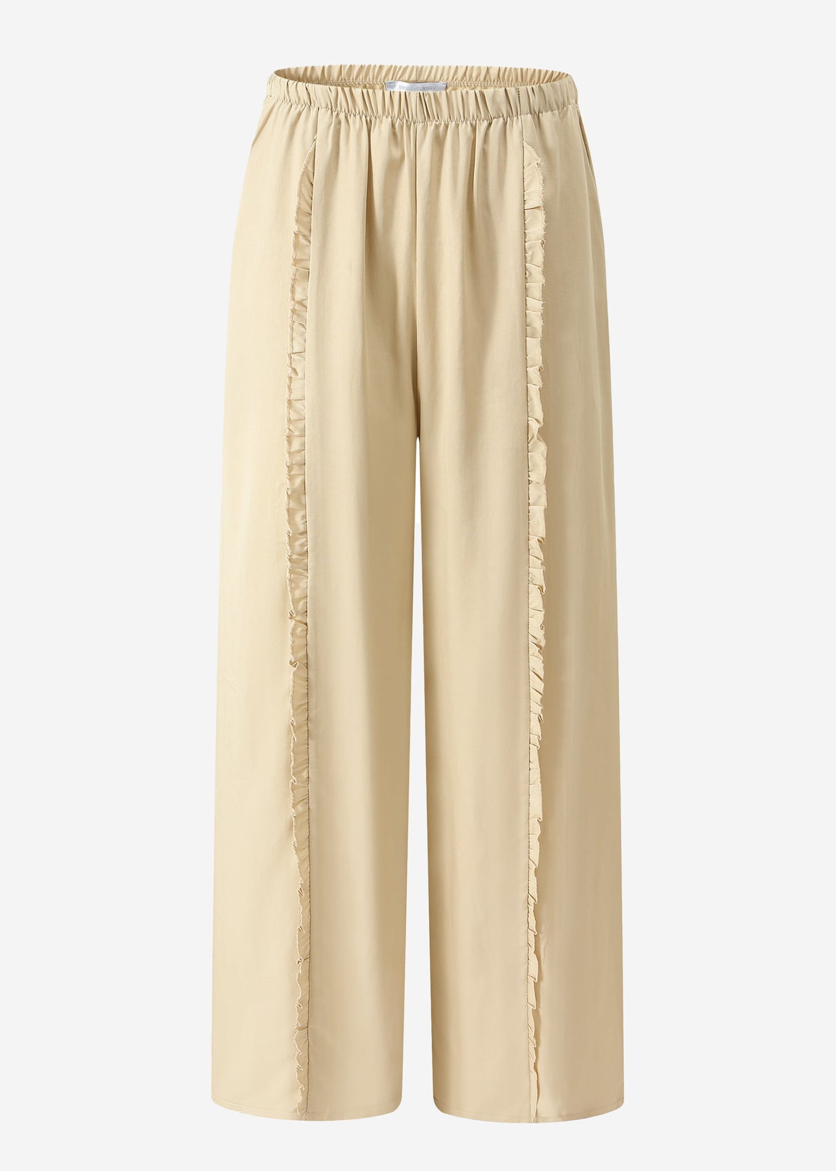 Pants with a wide leg and rüsch details - beige