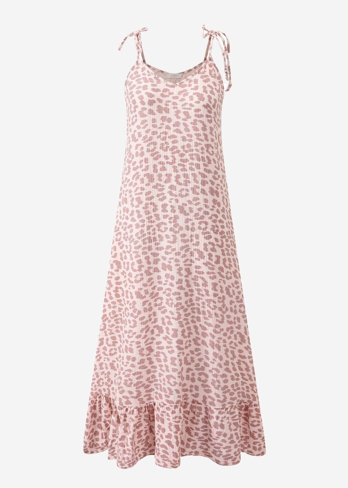 Musselin Maxi Dress with Leo -Print - pink