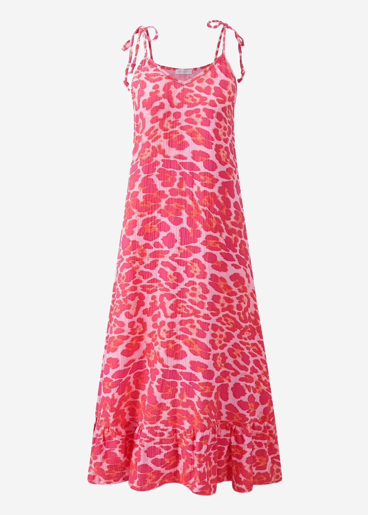 Musselin Maxi Dress with Leo -Print - Pink